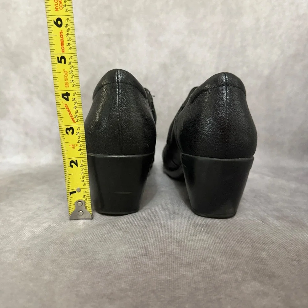 Clarks Collection Leather Shooties Womens 8 Black Ruched‎ Block Heel Ankle Boots